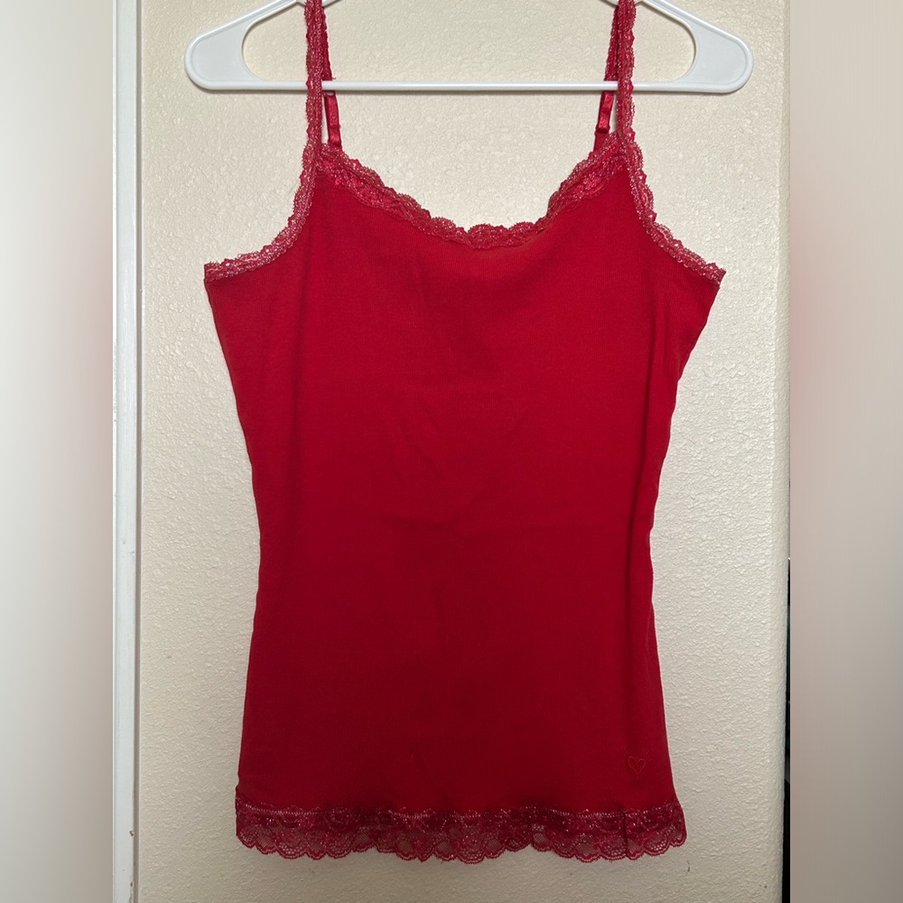 Justice girls red lace tank top